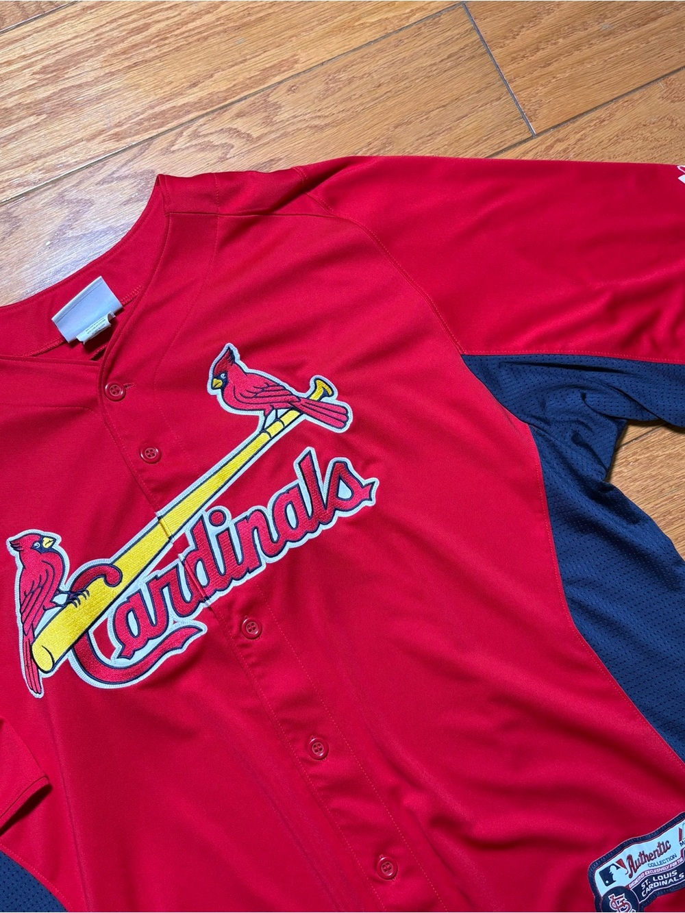 Majestic St. Louis Cardinals Red and Navy Authentic Collection Patch Jersey